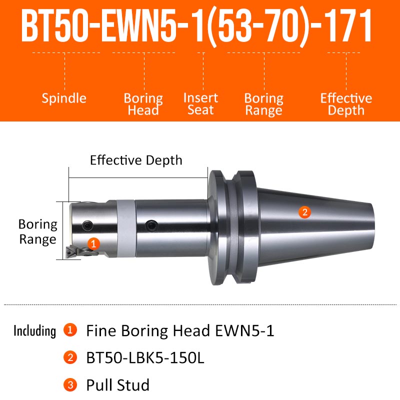 BT50-EWN5-1(53-70)-171L Fine Boring Cutter Tuning Head Adjustable Tool Holder - Da Blacksmith