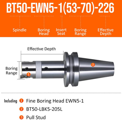 BT50-EWN5-1(53-70)-226L Fine Boring Cutter Tuning Head Adjustable Tool Holder - Da Blacksmith