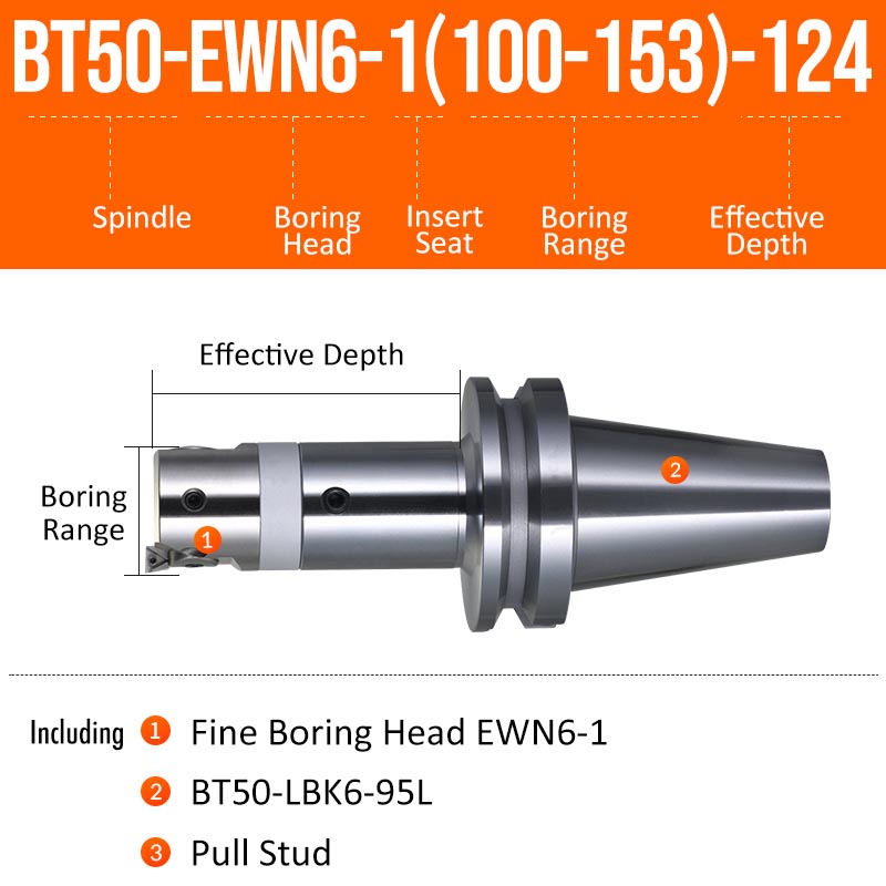 BT50-EWN6-1(100-153)-124L Fine Boring Cutter Tuning Head Adjustable Tool Holder - Da Blacksmith