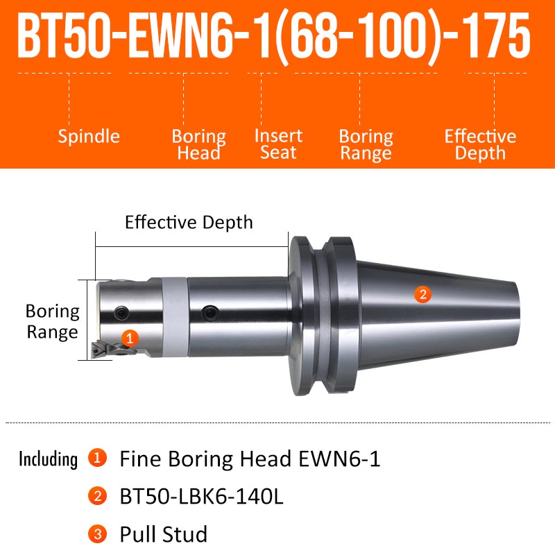 BT50-EWN6-1(68-100)-175L Fine Boring Cutter Tuning Head Adjustable Tool Holder - Da Blacksmith