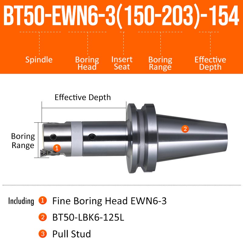 BT50-EWN6-3(150-203)-154L Fine Boring Cutter Tuning Head Adjustable Tool Holder - Da Blacksmith