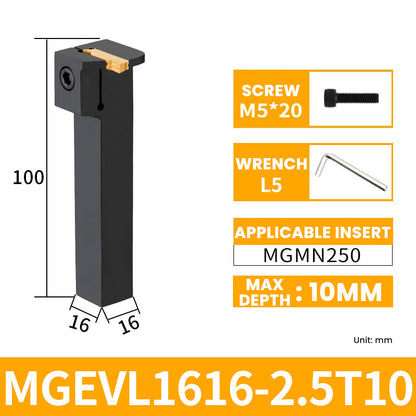 MGEVL1616-2.5T10 External Grooving Toolholder