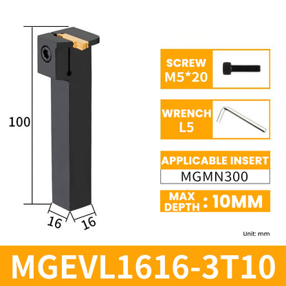 MGEVR/MGEVL1616-3T10 External Grooving Toolholder