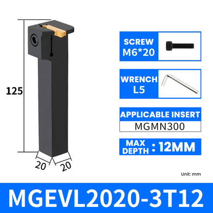 MGEVR/MGEVL2020-3T12 External Grooving Toolholder