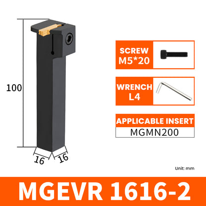 MGEVR/MGEVL1616-2 External Grooving Toolholder