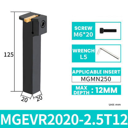 MGEVR/MGEVL2020-2.5T12 External Grooving Toolholder