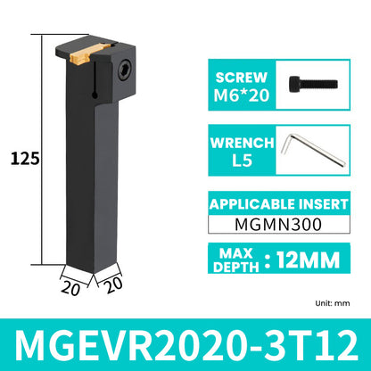 MGEVR/MGEVL2020-3T12 External Grooving Toolholder