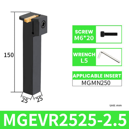 MGEVR/MGEVL2525-2.5 External Grooving Toolholder