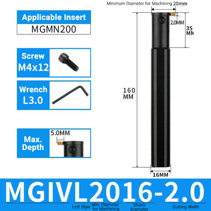 MGIVR/MGIVL2016-2 Internal Grooving Toolholder