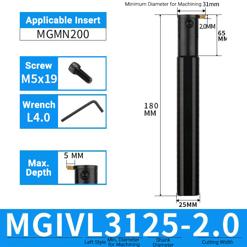 MGIVR/MGIVL3125-2 Internal Grooving Toolholder