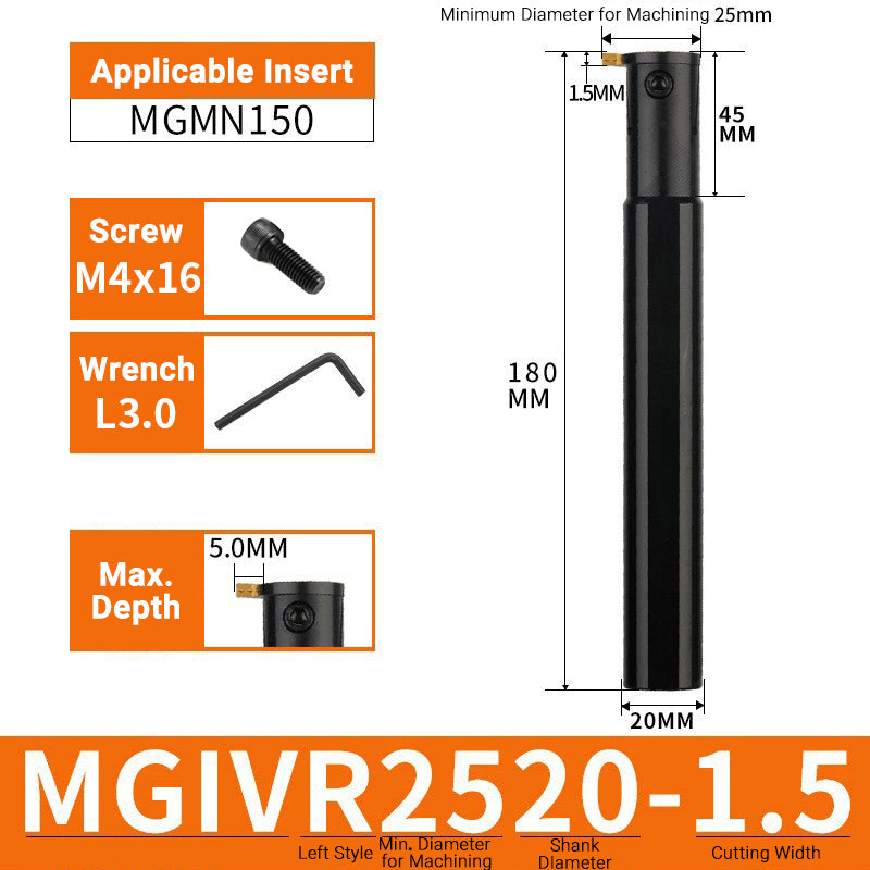 MGIVR/MGIVL2520-1.5 Internal Grooving Toolholder