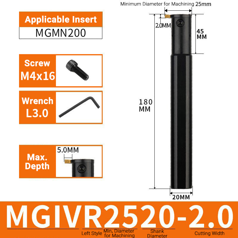 MGIVR/MGIVL2520-2 Internal Grooving Toolholder