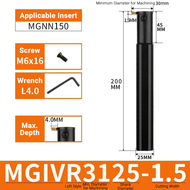 MGIVR/MGIVL3125-1.5 Internal Grooving Toolholder