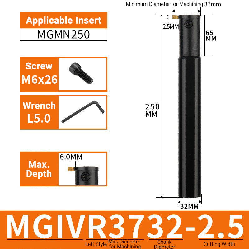 MGIVR/MGIVL3732-2.5 Internal Grooving Toolholder