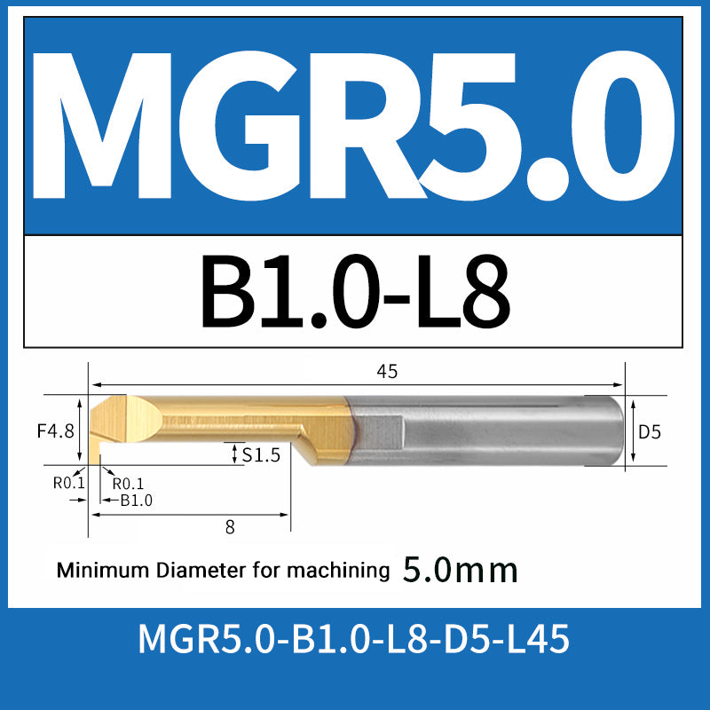 MGR5-B1.0-L8 CNC Solid Carbide Internal Grooving Boring Bar