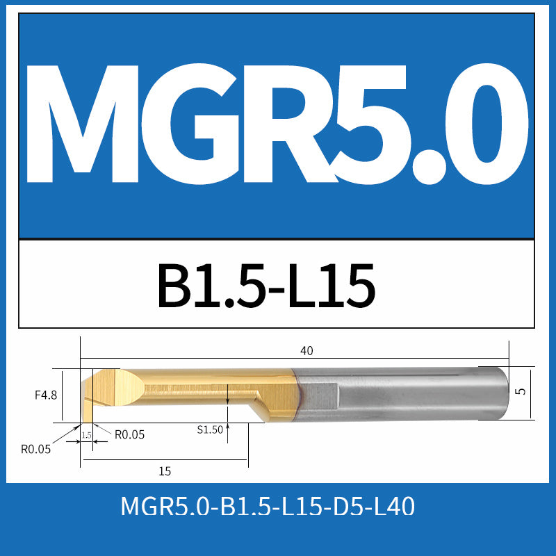 MGR5-B1.5-L15 CNC Solid Carbide Internal Grooving Boring Bar