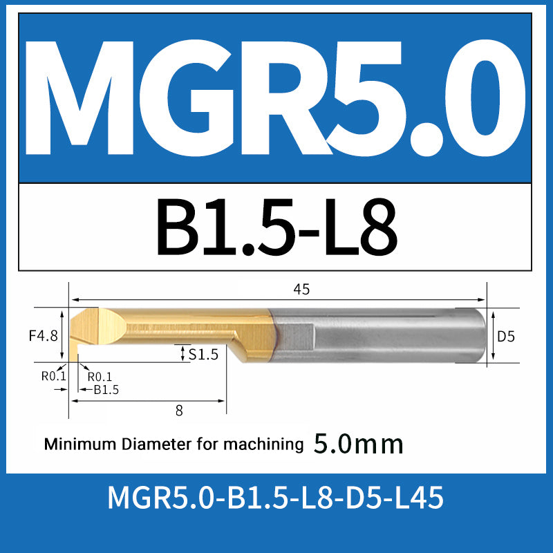 MGR5-B1.5-L8 CNC Solid Carbide Internal Grooving Boring Bar