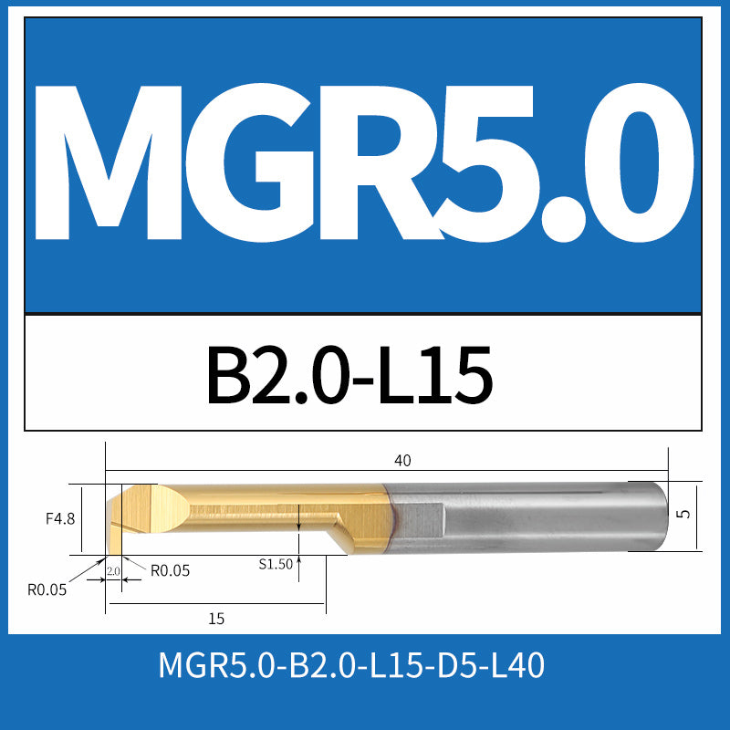 MGR5-B2.0-L15 CNC Solid Carbide Internal Grooving Boring Bar