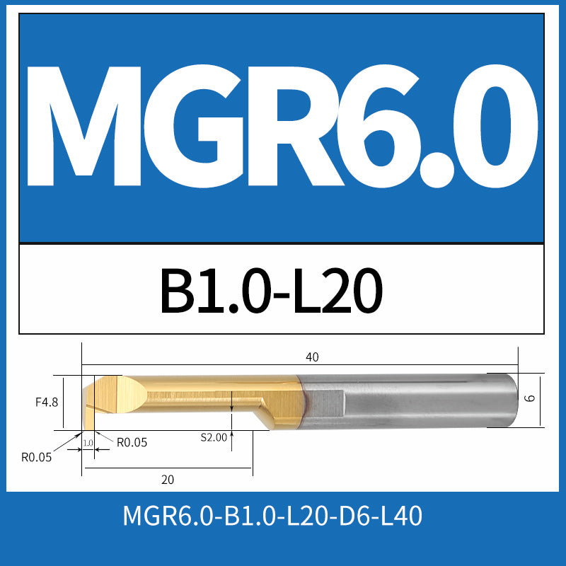 MGR6-B1.0-L20 CNC Solid Carbide Internal Grooving Boring Bar
