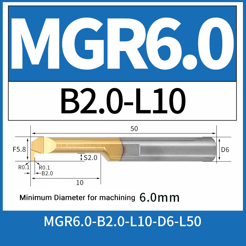 MGR6-B2.0-L10 CNC Solid Carbide Internal Grooving Boring Bar