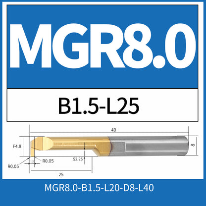 MGR8-B1.5-L25 CNC Solid Carbide Internal Grooving Boring Bar