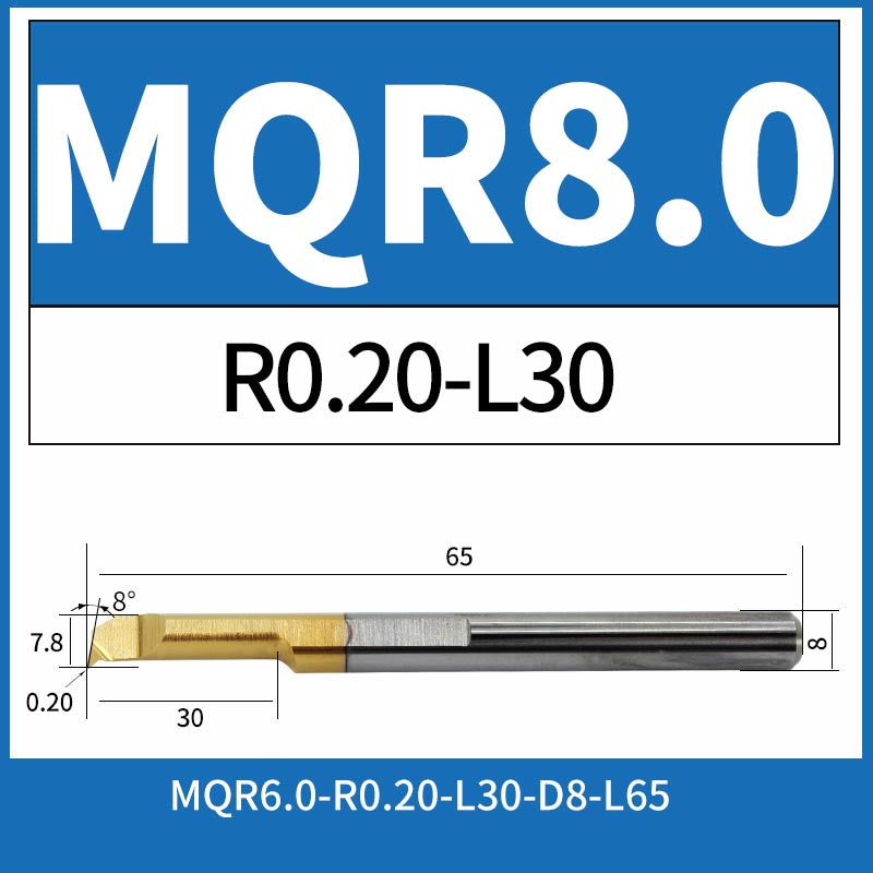 MQR8-R0.2-L30 CNC Solid Carbide 47° I.O. Profiling Boring Bar Internal Turning