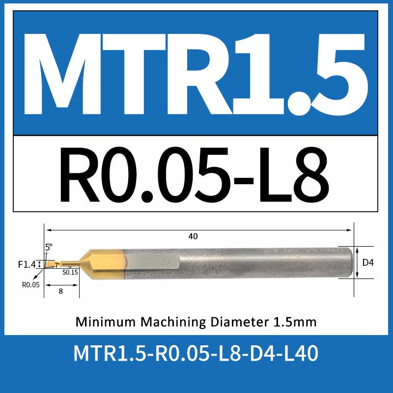 MTR1.5-R0.05-L8 CNC Solid Carbide I.O. Internal Turning Boring Bar