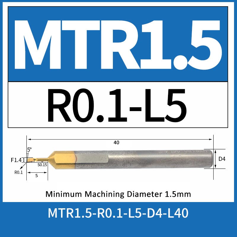 MTR1.5-R0.1-L5 CNC Solid Carbide I.O. Internal Turning Boring Bar