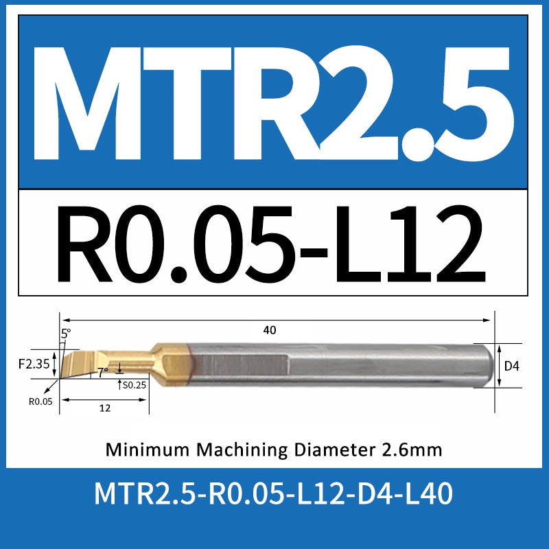 MTR2.5-R0.05-L12 CNC Solid Carbide I.O. Internal Turning Boring Bar