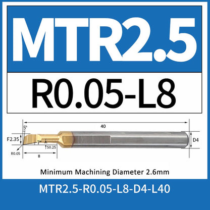 MTR2.5-R0.05-L8 CNC Solid Carbide I.O. Internal Turning Boring Bar