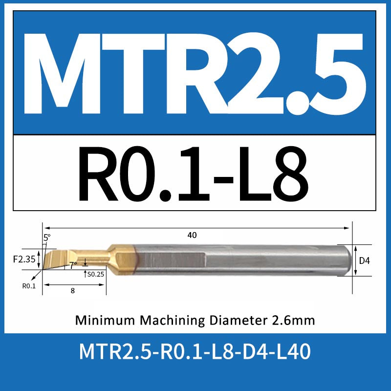 MTR2.5-R0.1-L8 CNC Solid Carbide I.O. Internal Turning Boring Bar