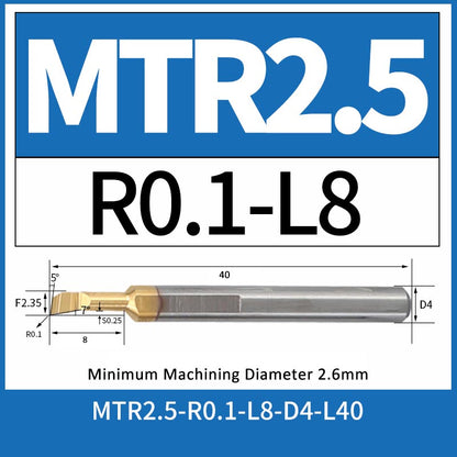 MTR2.5-R0.1-L8 CNC Solid Carbide I.O. Internal Turning Boring Bar