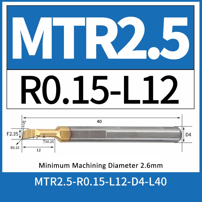 MTR2.5-R0.15-L12 CNC Solid Carbide I.O. Internal Turning Boring Bar