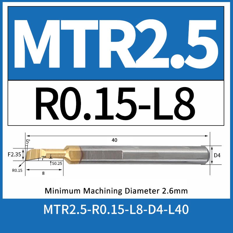 MTR2.5-R0.15-L8 CNC Solid Carbide I.O. Internal Turning Boring Bar