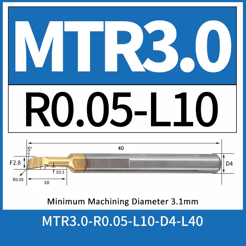 MTR3-R0.05-L10 CNC Solid Carbide I.O. Internal Turning Boring Bar