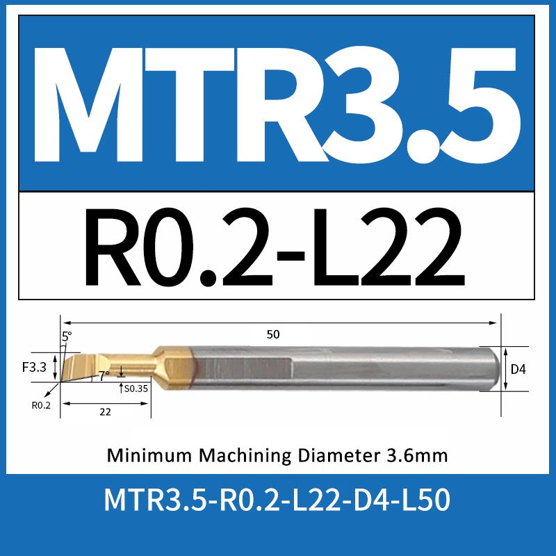 MTR3.5-R0.2-L22 CNC Solid Carbide I.O. Internal Turning Boring Bar