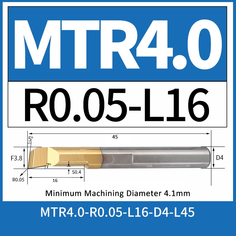 MTR4-R0.05-L16 CNC Solid Carbide I.O. Internal Turning Boring Bar