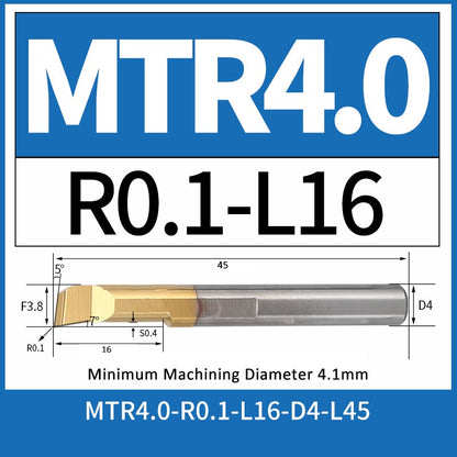 MTR4-R0.1-L16 CNC Solid Carbide I.O. Internal Turning Boring Bar