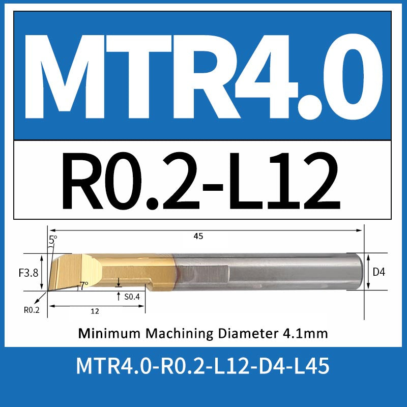 MTR4-R0.2-L12 CNC Solid Carbide I.O. Internal Turning Boring Bar