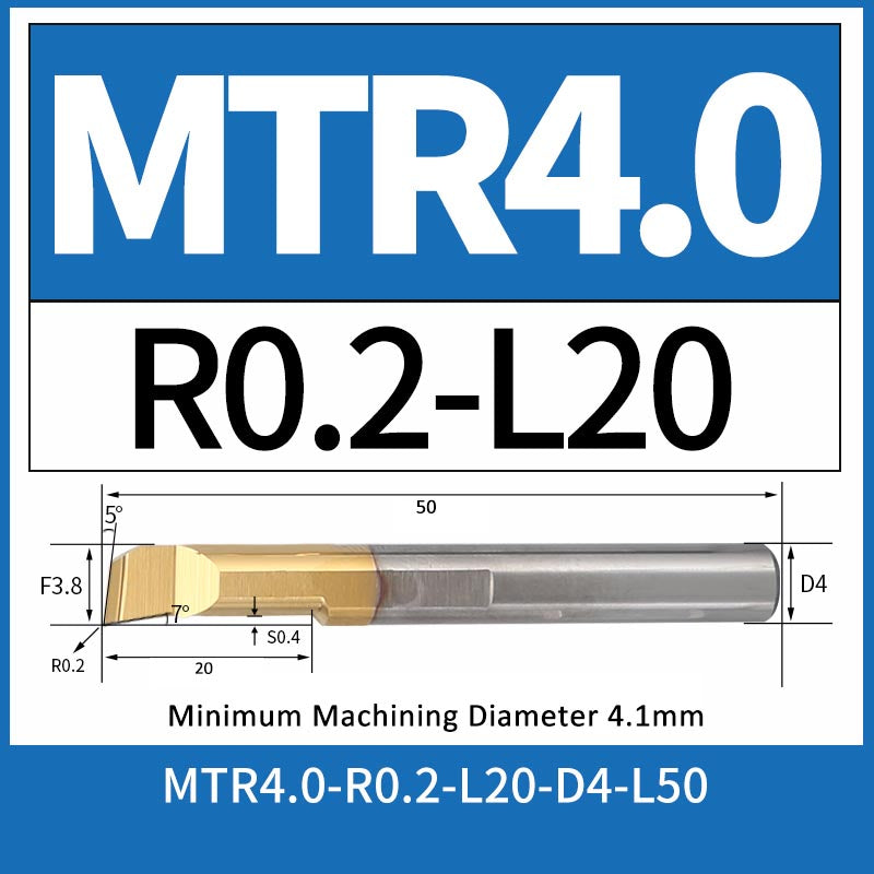 MTR4-R0.2-L20 CNC Solid Carbide I.O. Internal Turning Boring Bar