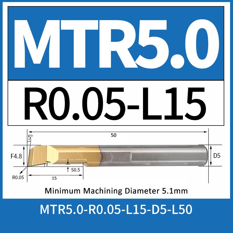 MTR5-R0.05-L15 CNC Solid Carbide I.O. Internal Turning Boring Bar