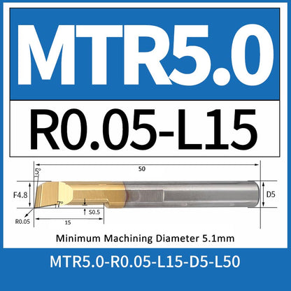 MTR5-R0.05-L15 CNC Solid Carbide I.O. Internal Turning Boring Bar