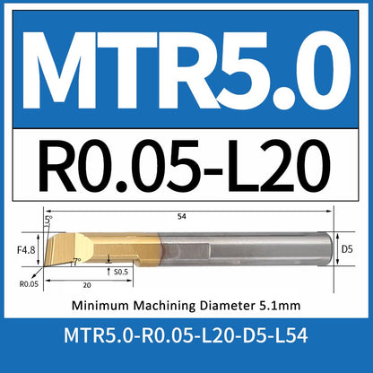 MTR5-R0.05-L20 CNC Solid Carbide I.O. Internal Turning Boring Bar