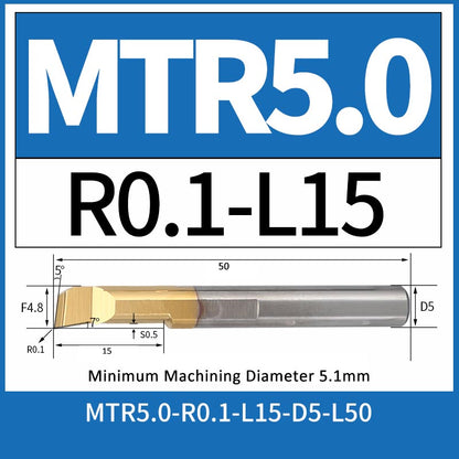 MTR5-R0.1-L15 CNC Solid Carbide I.O. Internal Turning Boring Bar