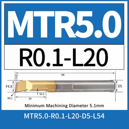 MTR5-R0.1-L20 CNC Solid Carbide I.O. Internal Turning Boring Bar