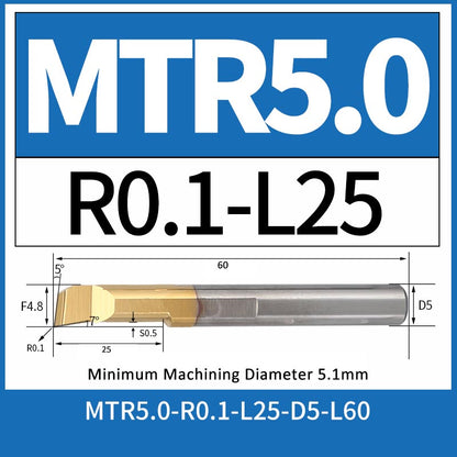 MTR5-R0.1-L25 CNC Solid Carbide I.O. Internal Turning Boring Bar