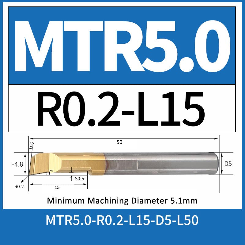 MTR5-R0.2-L15 CNC Solid Carbide I.O. Internal Turning Boring Bar