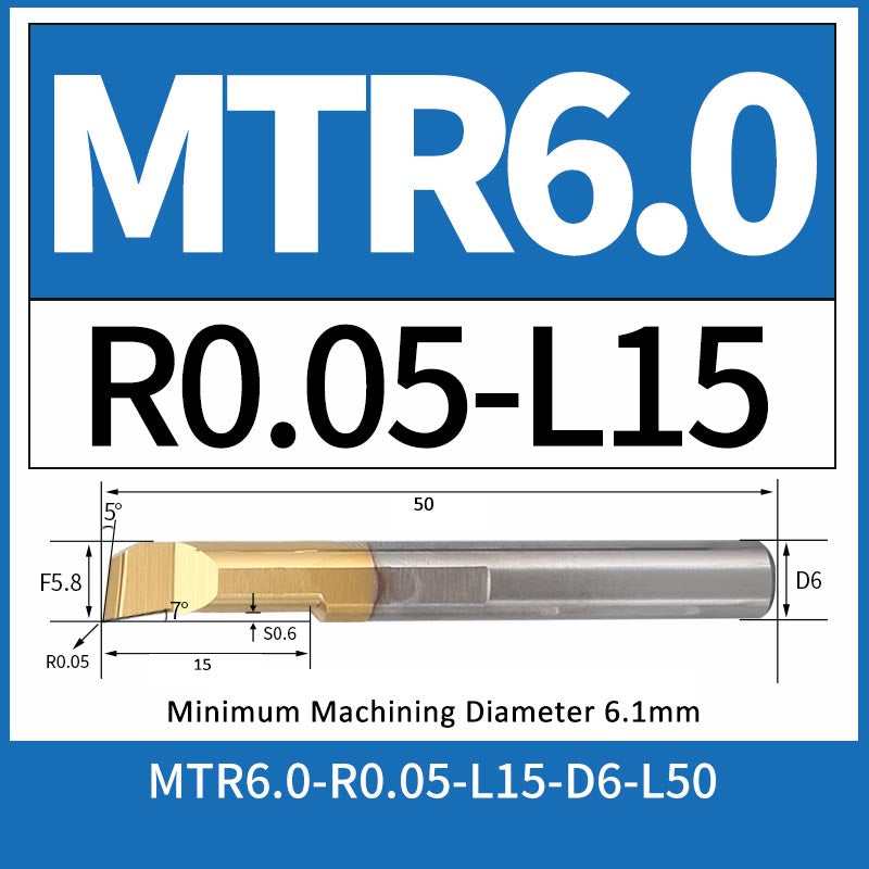 MTR6-R0.05-L15 CNC Solid Carbide I.O. Internal Turning Boring Bar