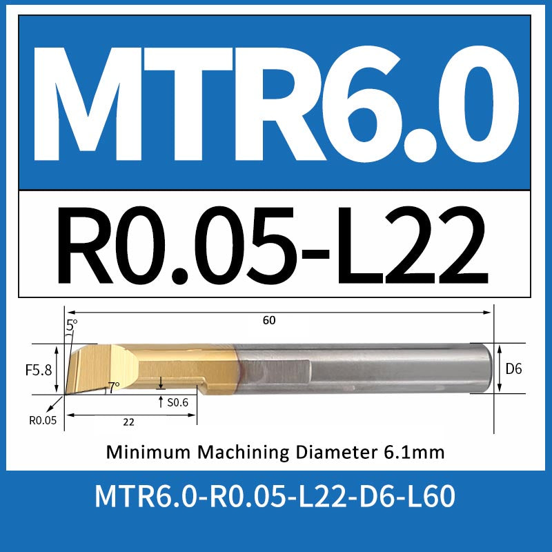 MTR6-R0.05-L22 CNC Solid Carbide I.O. Internal Turning Boring Bar