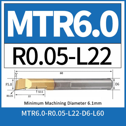 MTR6-R0.05-L22 CNC Solid Carbide I.O. Internal Turning Boring Bar